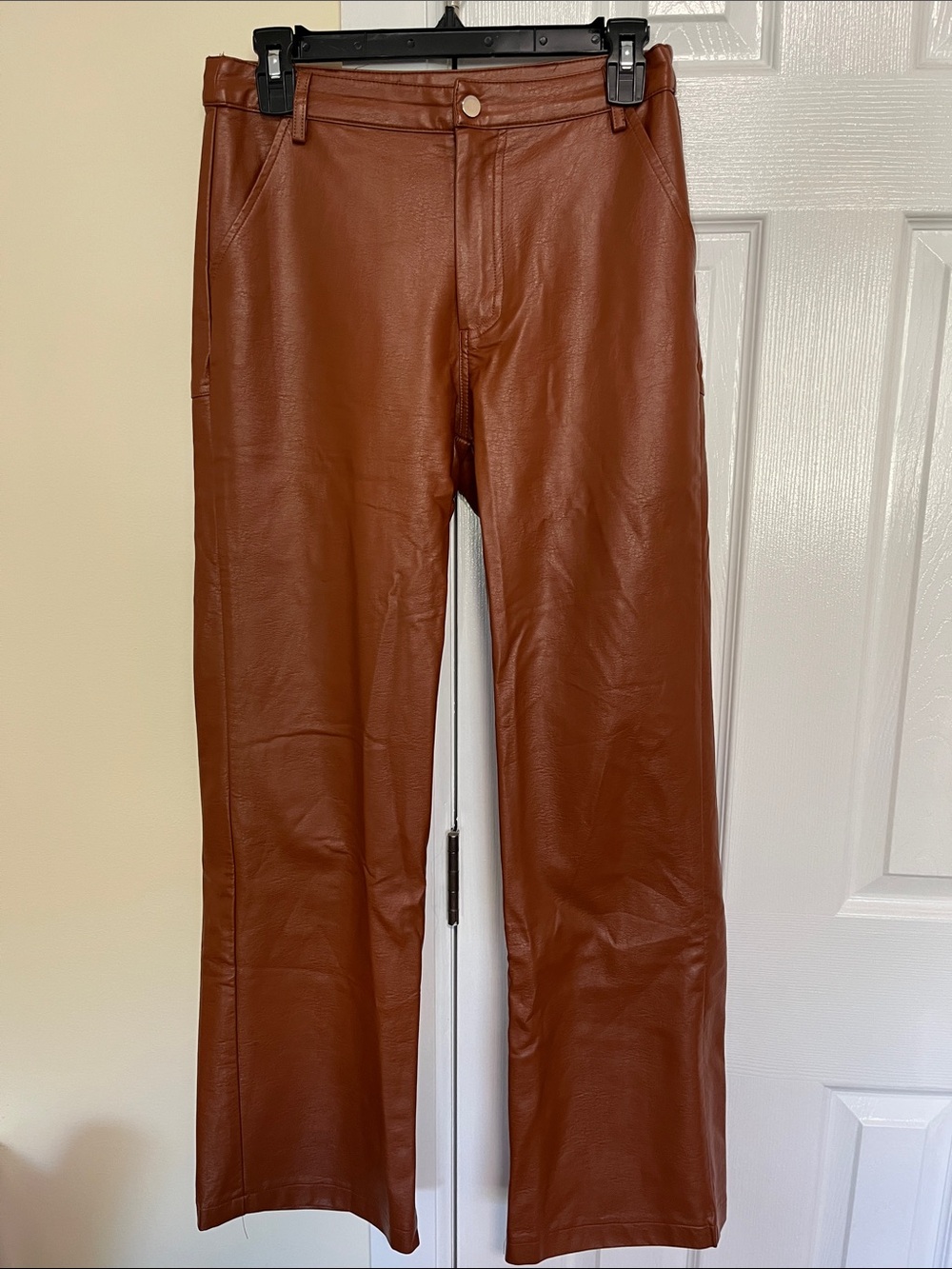 Princess Polly Brown Faux Leather Straight Leg Pants